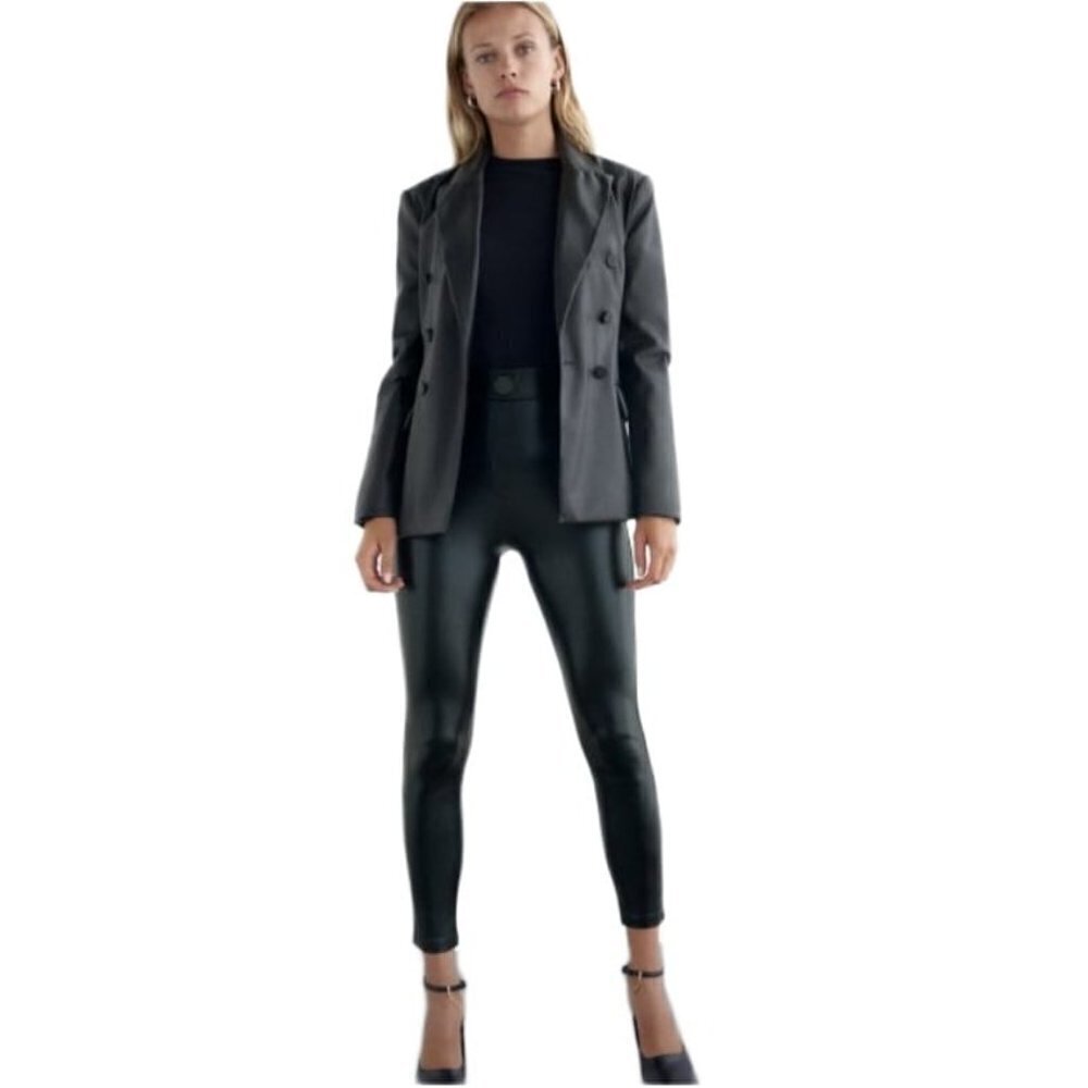ZARA FAUX LEATHER LEGGINGS BLACK | 5039/247 SIZE M